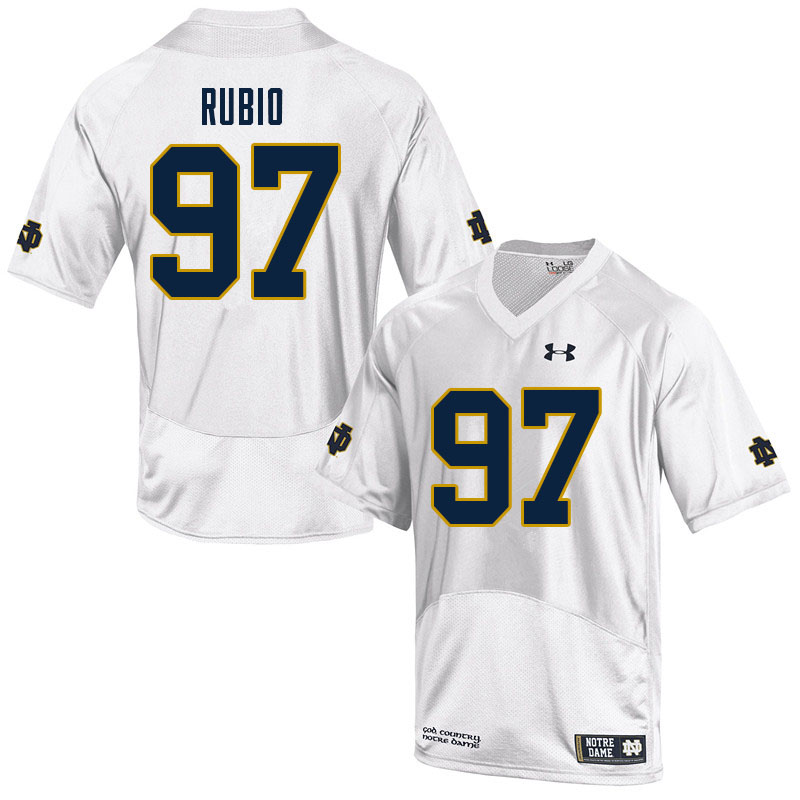 Men's NCAA Notre Dame Fighting Irish #97 Gabe Rubio Stitched College Under Armour Authentic White Football Jersey PA10M53UG